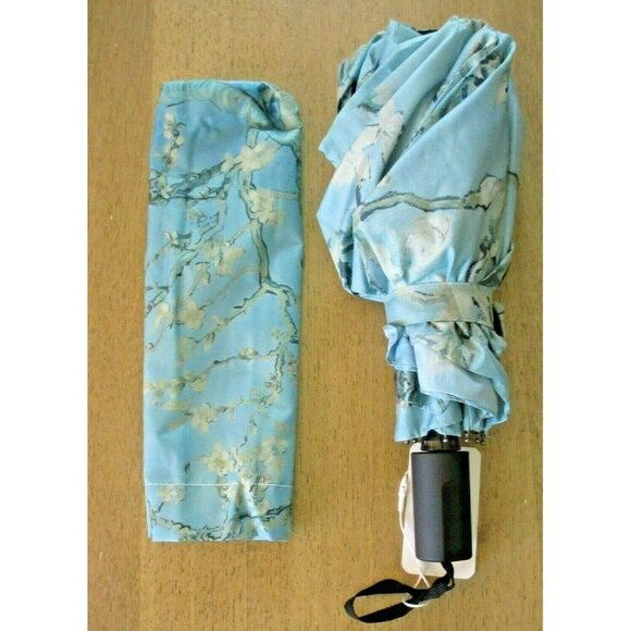 COPY - Almond Blossoms Van Gogh Print Compact Travel Umbrella Black Blue NWT Fr… - Picture 4 of 9